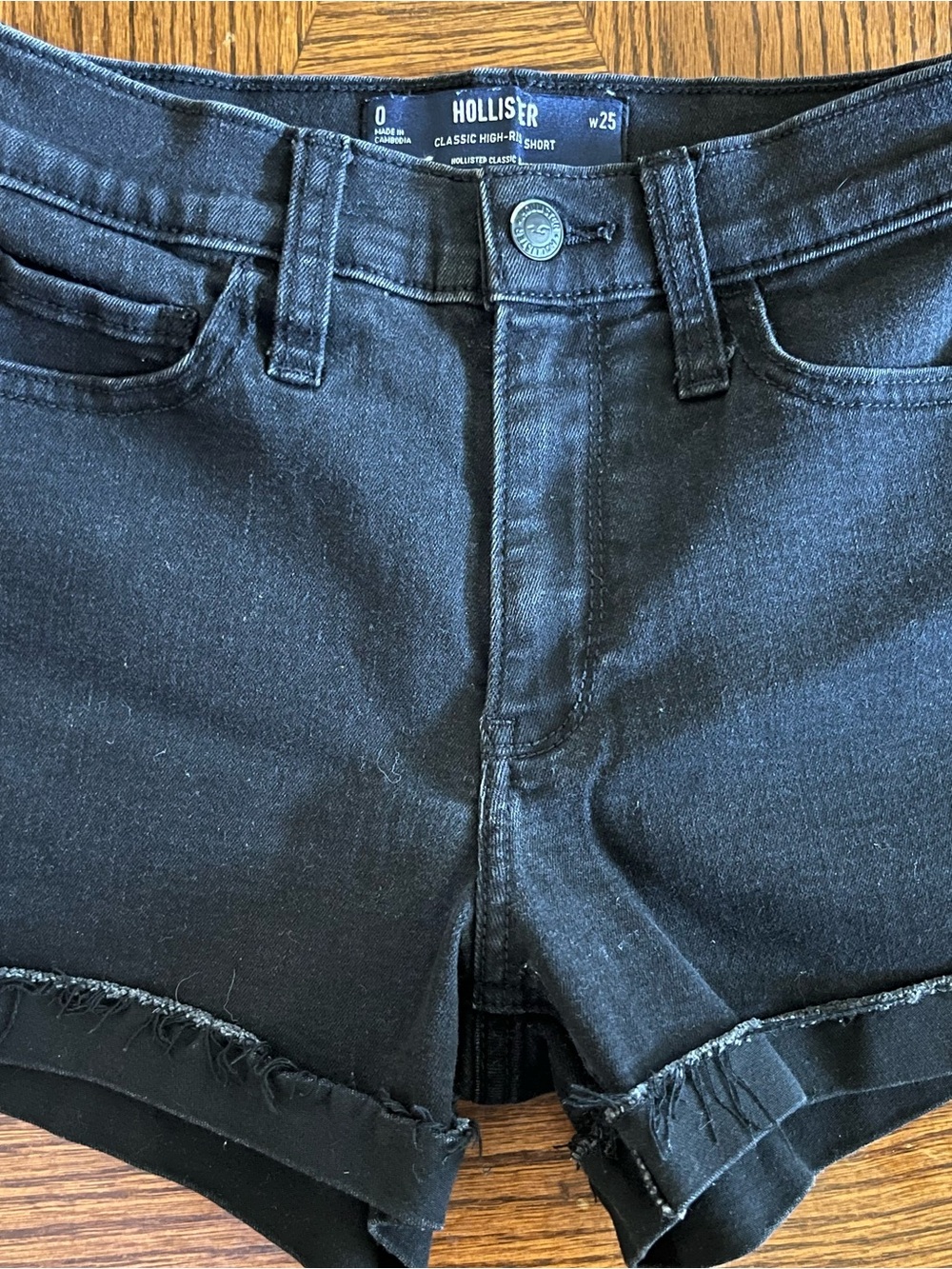 Hollister Black Frayed High-Rise Denim Shorts